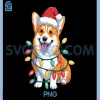 Corgi Dog Christmas PNG, Lights Santa Hat PNG, Family Xmas PNG