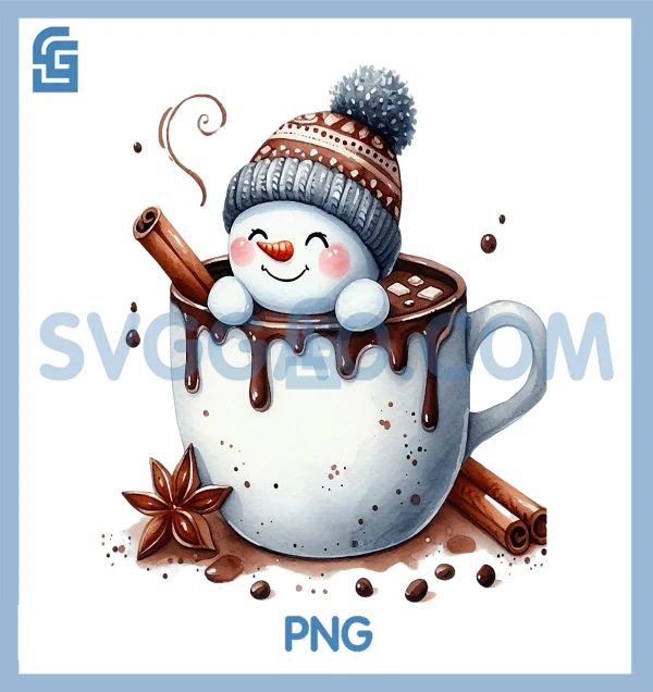 Cute Christmas Hot PNG, Chocolate Snowman PNG – SVGGAO