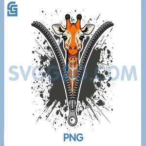 Cute Giraffe Emerging from A Zipper PNG, Funny Animal Design PNG