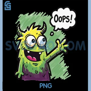 Cute Monster Saying Oops PNG, Funny Doodle Creature Humor PNG