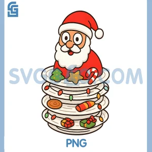 Cute Santa PNG, Stuck in Dishes Christmas PNG