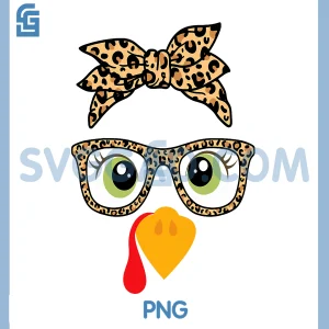 Cute Thanksgiving PNG, Turkey Face Leopard Glasses PNG