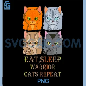 Eat Sleep Warrior Cats Repeat PNG, Animal Cat PNG
