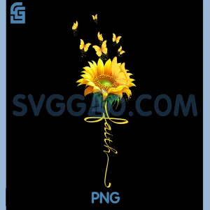 Faith Cross Sunflower PNG, Butterflies Flowers Christians PNG