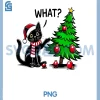 Funny Black Cat Pushing Christmas Tree PNG, Over Cat What Xmas PNG