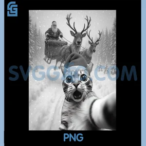 Funny Cat Selfie Santa PNG, Merry Christmas Xmas Holiday PNG
