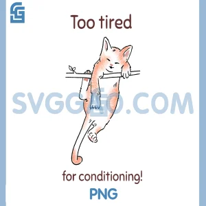 Funny CAT Too Tired for Conditioning PNG, Gymnast Gymnastics PNG