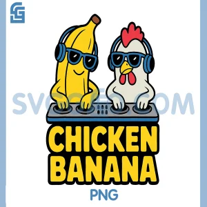 Chicken Banana PNG, Funny DJ Cartoon Design PNG
