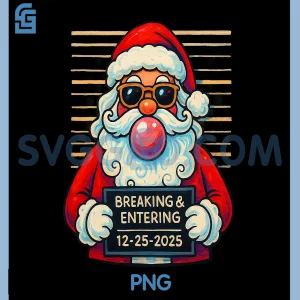 Breaking and Entering Christmas PNG, Funny Santa PNG