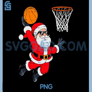 Funny Santa Dunking PNG, Basketball Christmas Xmas PNG