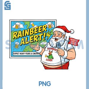 Funny Santa Rainbeer Alert PNG, Forecast Reindeer Drinking Party PNG