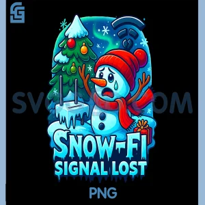 Funny Snowman Christmas WiFi PNG, Snow-Fi Signal Lost PNG, Humor Xmas PNG