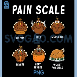 Funny Turkey Pain Scale PNG, Thanksgiving Nurse PNG, Humor CNA ER PNG