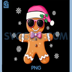 Gingerbread Man Pink PNG, Christmas Cookie Baking Team PNG