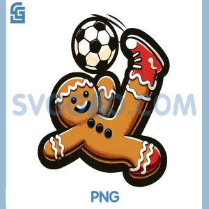 Gingerbread Plays Soccer Bicycle Kick PNG, Cookie Christmas PNG