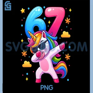 6 7 Unicorn Dab PNG, Number 67 Six Seven Meme PNG