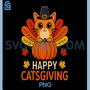 Happy Catsgiving PNG, Funny Thanksgiving Cat Turkey PNG