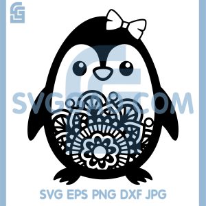 Penguin Mandala SVG, Cute Winter PNG Design SVG
