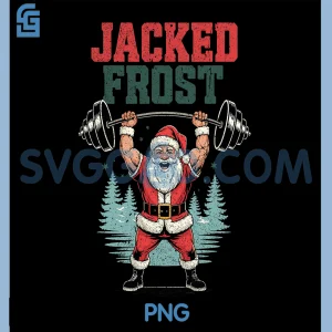 Jacked Frost PNG, Christmas Muscle Santa PNG, Holiday Gym Humor PNG