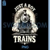 Just a Boy Who Loves Trains PNG, Vintage Steam Train PNG