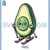 Kawaii Skiing Avocado PNG, Funny Snow Slopes Rider PNG