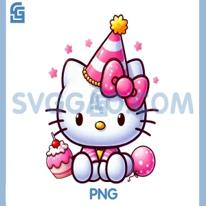 Kitty Birthday Party PNG, Cute Cat Birthday PNG