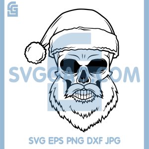Cool Skull Santa Claus Illustration SVG, Edgy Holiday Biker Design SVG