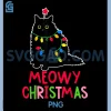 Meowy Christmas Xmas Lights PNG, Black Cat Family Funny PNG