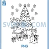 Merry Christmas Tree Snowman PNG, XMAS DIY Coloring PNG