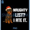 Naughty List I Ate It PNG, Funny Rottweiler Santa Hat Christmas PNG