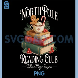 North Pole Book Club Christmas PNG, Bookish Xmas PNG, Book Lovers PNG