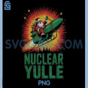 Nuclear Yule PNG, Funny Santa Riding Missile PNG, Christmas Holiday PNG