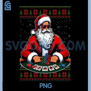 Poker Santa PNG, Poker Player PNG, Ugly Christmas PNG