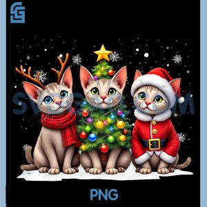 Retro Christmas Devon Rex PNG, Santa Reindeer Cat Lover PNG