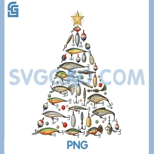 Retro Fish Fly Ocean Christmas Tree PNG, Fishmas Fisherman PNG