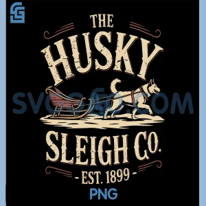 Retro Husky Sleigh Co PNG, Vintage Dog Christmas PNG