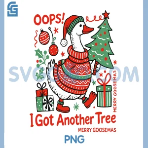 Retro Oops I Got Another Tree PNG, Funny Merry Goosemas PNG