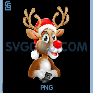 Rudolph Red Nose PNG, Funny Reindeer Christmas Lights PNG