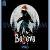 Christmas Bigfoot PNG, Believe Sasquatch Winter Moon Silhouette PNG