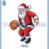 Santa Dribbles A Basketball PNG, Funny Christmas Sports PNG
