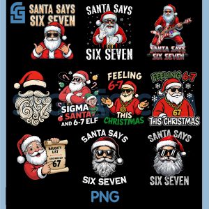67 Santa Six Seven Christmas PNG Bundle, 6 7 Christmas PNG Bundle