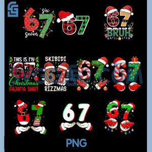 67 Bruh Christmas Meme PNG Bundle, Xmas Matching Family Holiday Santa Bundle PNG
