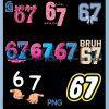 67 Six Seven Meme PNG Bundle, Number 6 7 Bundle PNG