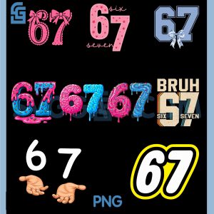 67 Six Seven Meme PNG Bundle, Number 6 7 Bundle PNG