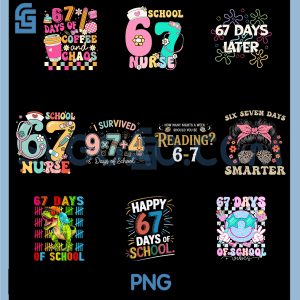 67 Days of School PNG Bundle, Cute School Countdown Teacher Clipart Bundle PNG
