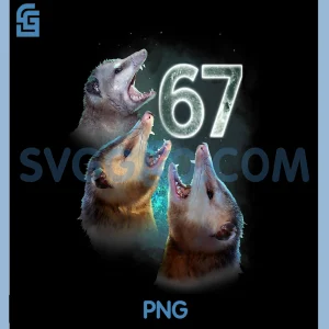 67 Meme Opossum PNG, Howling at The Moon Viral PNG, Six Seven Trendy PNG