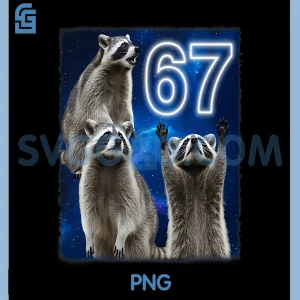 67 Meme Raccoon PNG, Howling at The Moon Parody PNG, Six Seven Meme PNG