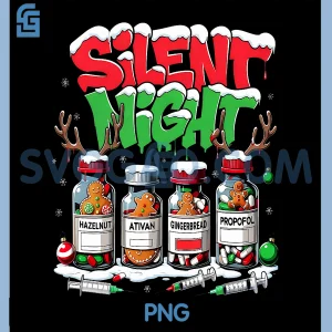 Silent Night Funny PNG, RN ER Nurse Christmas PNG, Medical Squad PNG