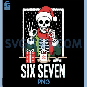 SIX Seven Skeleton Humor PNG, Family Fun Christmas PNG