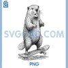 Skater Skateboarder Beaver Cute PNG, Funny Animal Skateboarding PNG
